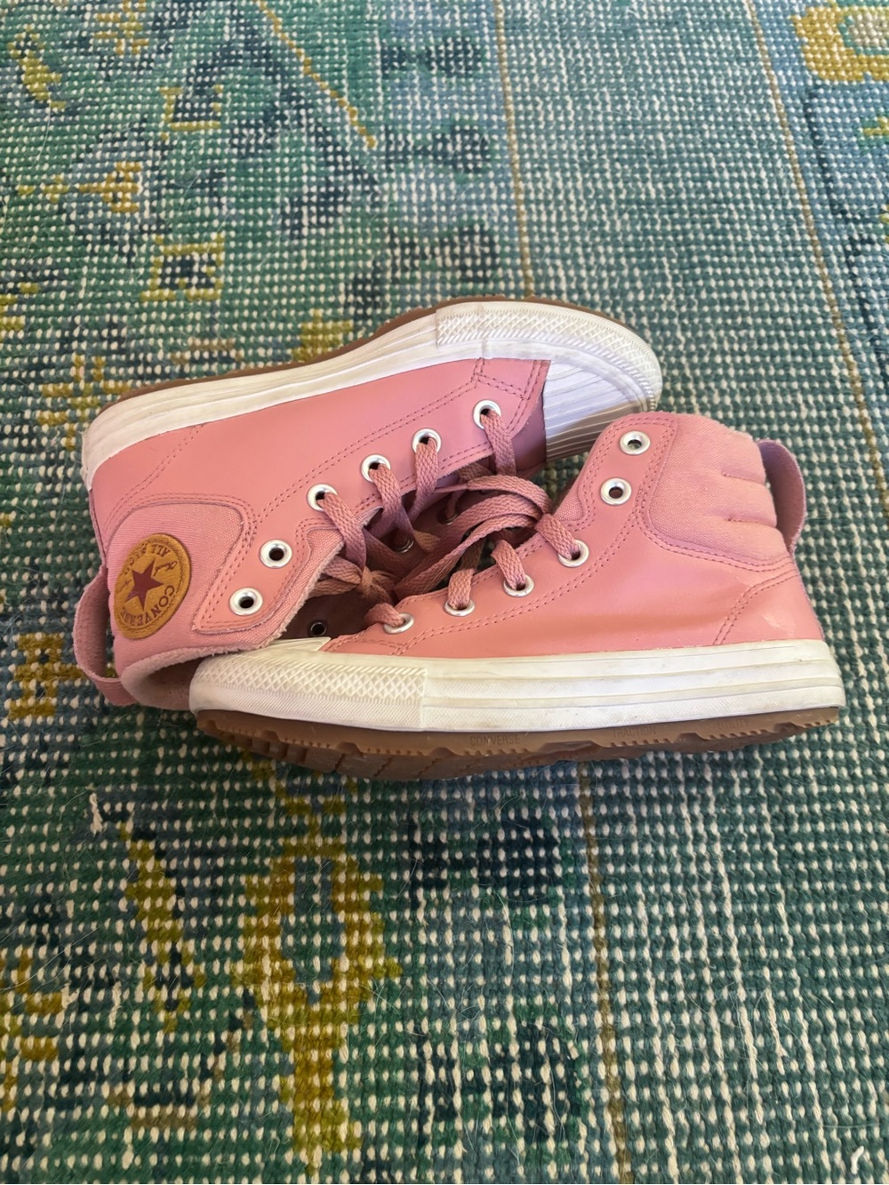 Kids Pink High-Top Canvas Sneakers with Star Patch